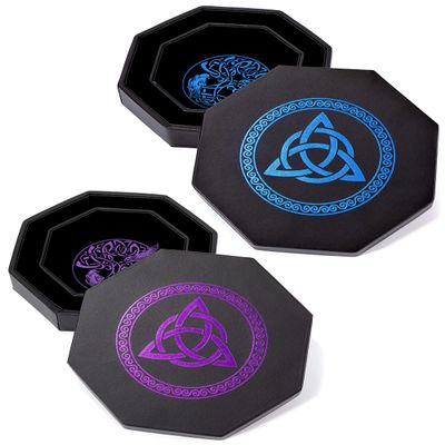 Blue Celtic Knot Dice Tray + Purple Celtic Knot Dice Tray
