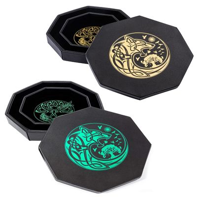 Gold Wolf Dice Tray + Green Wolf Dice Tray