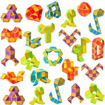 Ganowo 24 Pack Fidget Snake Cube, Mini Twist Puzzle Party Bag Fillers Bulk Toys for Kids Teens Birthday Stocking Stuffers Party Favors Supplies Goodie Bags Fillers (Yellow)