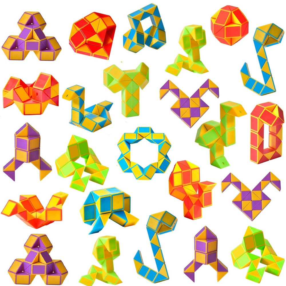 Ganowo 24 Pack Fidget Snake Cube, Mini Twist Puzzle Party Bag Fillers Bulk Toys for Kids Teens Birthday Stocking Stuffers Party Favors Supplies Goodie Bags Fillers (Yellow)