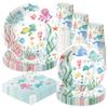 APOWBLS 192 PCS Ocean Under The Sea Party Decorations Dinnerware For Birthday Baby Shower, Ocean Theme Party Supplies, Plate, Cup, Napkin, Underwater World Sea Life Theme Party Tableware, Serve 48 view 1