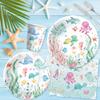 APOWBLS 192 PCS Ocean Under The Sea Party Decorations Dinnerware For Birthday Baby Shower, Ocean Theme Party Supplies, Plate, Cup, Napkin, Underwater World Sea Life Theme Party Tableware, Serve 48 view 3