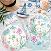 APOWBLS 192 PCS Ocean Under The Sea Party Decorations Dinnerware For Birthday Baby Shower, Ocean Theme Party Supplies, Plate, Cup, Napkin, Underwater World Sea Life Theme Party Tableware, Serve 48 view 4