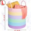 MINTWOOD Design Large Decorative Woven Cotton Rope Basket, Tall Laundry Basket Hamper, Blanket Basket for Living Room, Storage Baskets for Toys, Towel, Throw, Pillow, 60L Pastel Rainbow view 3