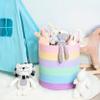 MINTWOOD Design Large Decorative Woven Cotton Rope Basket, Tall Laundry Basket Hamper, Blanket Basket for Living Room, Storage Baskets for Toys, Towel, Throw, Pillow, 60L Pastel Rainbow view 4