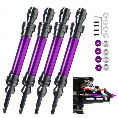 CVD Steel XZSNLYZ Front & Rear Drive Shafts Fit for 1/10 Traxxas Slash 4x4 Platinum/Ultimate/VXL,Hoss 4X4/VXL,Rustler 4X4/VXL,Stampede 4X4/VXL RC Car Heavy Duty Parts 4PCS (Purple)