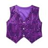 ACSUSS Kids Boys Sparkle Sequins Vest Waistcoat Jacket Hip-Hop Jazz Modern Dance Choir Performance Costume Purple 11-12 Years view 1