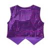 ACSUSS Kids Boys Sparkle Sequins Vest Waistcoat Jacket Hip-Hop Jazz Modern Dance Choir Performance Costume Purple 11-12 Years view 2