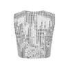 ACSUSS Kids Boys Sparkle Sequins Vest Waistcoat Jacket Hip-Hop Jazz Modern Dance Choir Performance Costume Silver 7-8 Years view 2