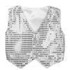 ACSUSS Kids Boys Sparkle Sequins Vest Waistcoat Jacket Hip-Hop Jazz Modern Dance Choir Performance Costume Silver 7-8 Years view 3