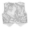 ACSUSS Kids Boys Sparkle Sequins Vest Waistcoat Jacket Hip-Hop Jazz Modern Dance Choir Performance Costume Silver 7-8 Years view 4
