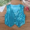 ACSUSS Kids Boys Sparkle Sequins Vest Waistcoat Jacket Hip-Hop Jazz Modern Dance Choir Performance Costume Light Blue 5-6 Years view 3