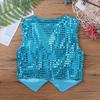 ACSUSS Kids Boys Sparkle Sequins Vest Waistcoat Jacket Hip-Hop Jazz Modern Dance Choir Performance Costume Light Blue 5-6 Years view 4