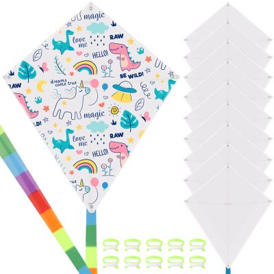 30 Packs DIY Blank Kites for Kids, Bulk Kites for DIY Decorating Coloring, with 30 Hand Grips with 98ft String, Easy to Fly Kite for Outdoor Games&Activities
