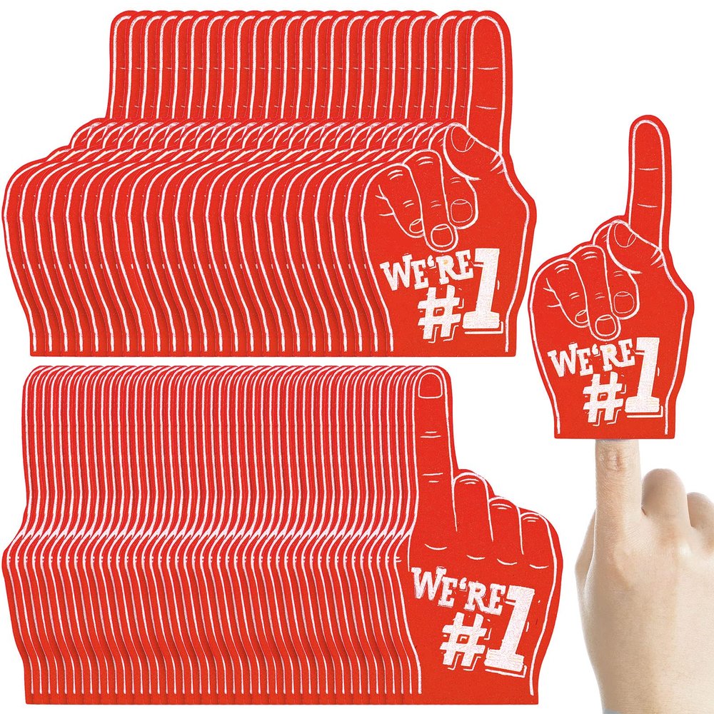 Sosation 48 Pieces Mini Foam Fingers 5.6 Inch Cheerleading Hand School Spirit Craft Foam Fingers for Sports Events Games Party Supplies