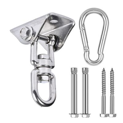 360 Swivel Swing Hangers for 1200lb Heavy Duty in 304 Stainless Steel, Swing Hook Set Fits Wood & Concrete for Yoga, Hammock, Trapeze, Boxing Sandbag Lifting Rope and Playground Suspension Equipments