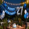 27th Birthday Party Decoration Blue for Him, Happy Birthday Banner Blue Number 27 Birthday Star Foil Balloons Latex Confetti Balloons for Men Him Boyfriend 27 Years Old Birthday Supplies (27th) view 2