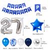 27th Birthday Party Decoration Blue for Him, Happy Birthday Banner Blue Number 27 Birthday Star Foil Balloons Latex Confetti Balloons for Men Him Boyfriend 27 Years Old Birthday Supplies (27th) view 4