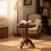 LOGOFUN 2 Pcs Miniature Wooden Table 1:12 Scale Round End Table Model Dollhouse Furniture Accessories view 3