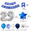 29th Birthday Party Decoration Blue for Him, Happy Birthday Banner Blue Number 29Birthday Star Foil Balloons Latex Confetti Balloons for Men Him 29 Years Old Birthday Supplies(29th) view 3