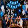 25th Birthday Party Decoration Blue for Him, Happy Birthday Banner Blue Number 25 Birthday Star Foil Balloons Latex Confetti Balloons for Men Him 25 Years Old Birthday Supplies(25th) view 2