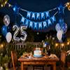 25th Birthday Party Decoration Blue for Him, Happy Birthday Banner Blue Number 25 Birthday Star Foil Balloons Latex Confetti Balloons for Men Him 25 Years Old Birthday Supplies(25th) view 4