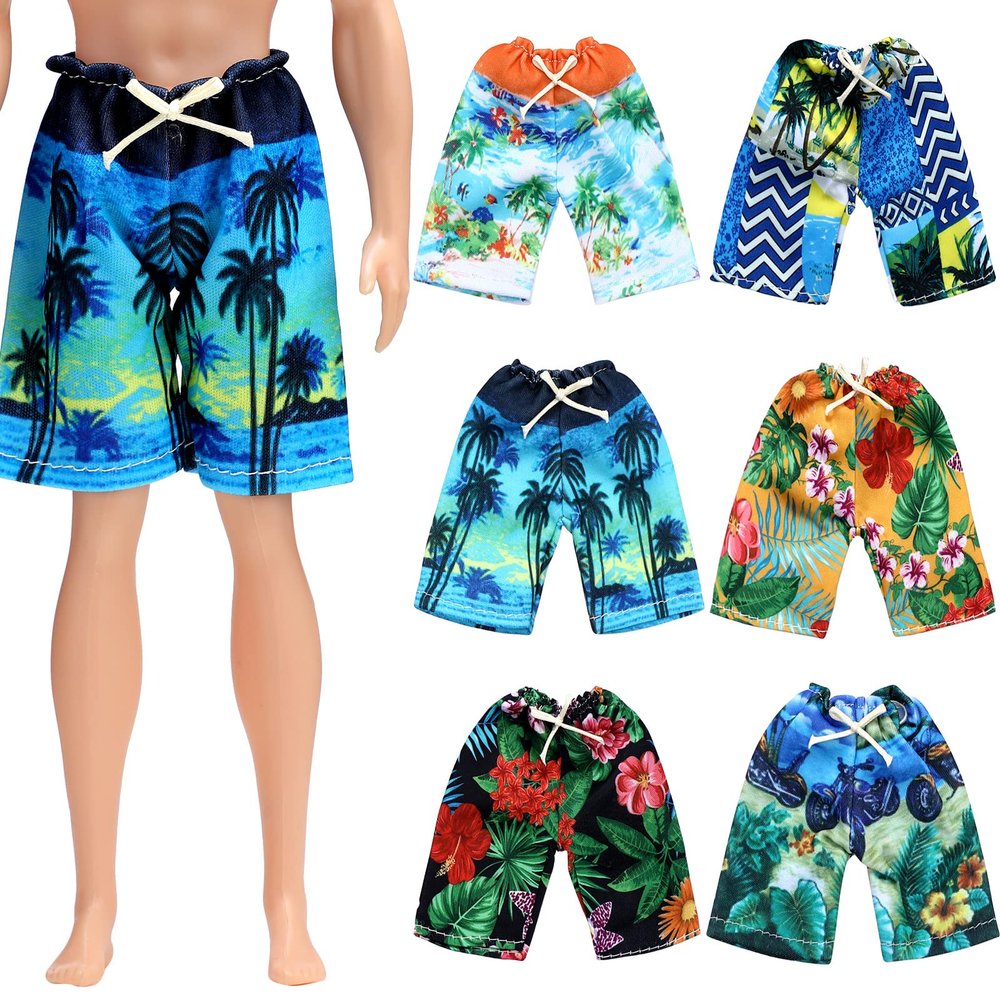 Bencailor 6 Pcs Clothes Beach Shorts Tropical Print Swimsuit Accessories(Stylish)