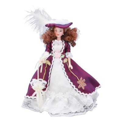 LIZEALUCKY Miniature Porcelain People,Doll House Victorian Lady, Miniature Ceramic Woman Doll,Miniature Porcelain Lady for 1:12 Doll House Decoration