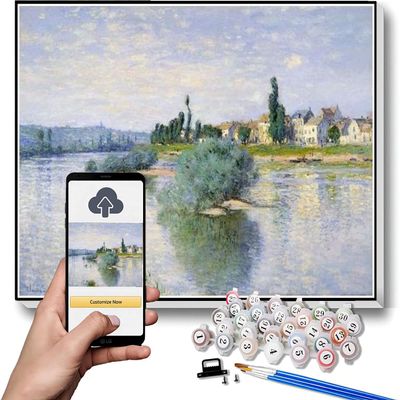 DIY Oil Painting Kit,The Seine at lavacourt Painting by Claude Monet DIY Oil Painting Paint by Number Kits