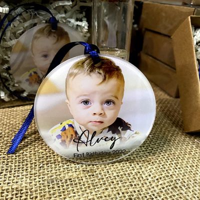 10 Pieces + Gift Box/Baby 1st First Christmas Ornaments, Baby's 1st Christmas Bauble Decorations, Personalised Newborn Baby Family Photo Ornament 2023,
