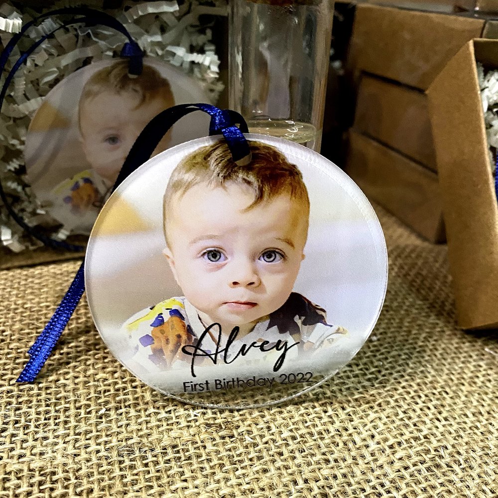 10 Pieces + Gift Box/Baby 1st First Christmas Ornaments, Baby's 1st Christmas Bauble Decorations, Personalised Newborn Baby Family Photo Ornament 2023,