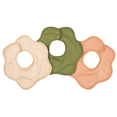 Tiny Twinkle Roundabout Drool Bibs 3 Pack - 360 Rotating Waterproof and Absorbent Teething Baby Bibs (Light Natural Set 3-Pack)