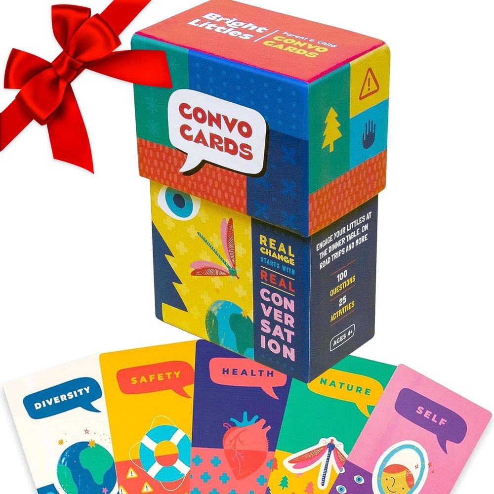 Bright Littles Conversation Cards - Family Bonding & Development Edition: Engage Kids & Parents in Mindful Discussion - Interactive Deck for Group, Table Topics & Game - Connect, Talk, and Grow