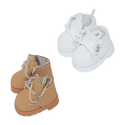 niannyyhouse 10cm Plushie Doll Leather Shoes Length 3.8cm Doll Dress Up (White+Brown)