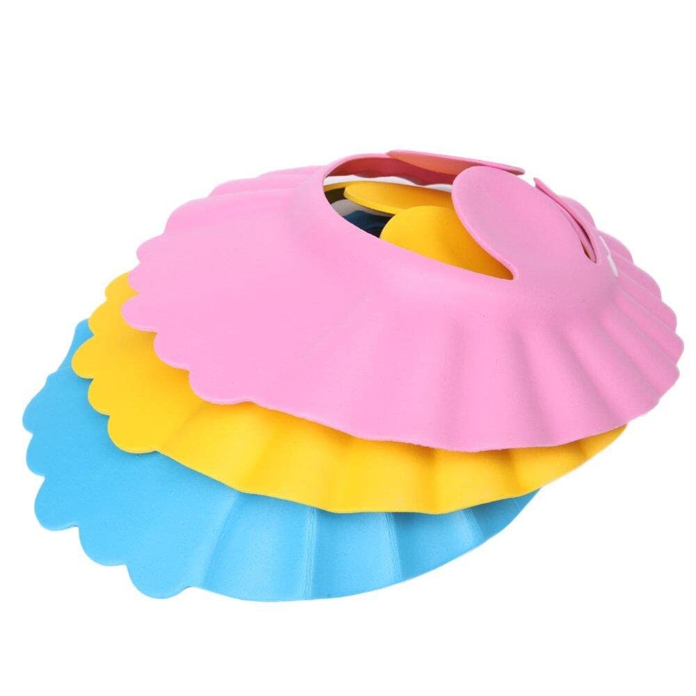 1Pieces Baby Shower Cap, Soft Adjustable Bathing Wash Hair Shield For Baby Color Randomiy