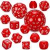 CiaraQ DND Polyhedral Dice Set (15pcs) D4-D100 Game Dice with Dice Bag for Dungeons and Dragons Role Playing Table Games (Red & White) view 1