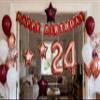 24th Birthday Party Decorations Rose Gold for Women, Birthday Banner Rose Red Number 24 Balloons Star Foil Balloons 24th Birthday Confetti Balloons for Women 24 Years Old Birthday Party(24th) view 2