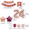 24th Birthday Party Decorations Rose Gold for Women, Birthday Banner Rose Red Number 24 Balloons Star Foil Balloons 24th Birthday Confetti Balloons for Women 24 Years Old Birthday Party(24th) view 4
