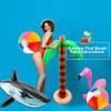 Cotiny 16 Pack Inflatable Palm Flamingo Tree Beach Ball Parrot Sharks Pool Party Toys Giant Tropical Inflatable Toys for Hawaiian Swimming Pool Decor Outdoor Activities view 4