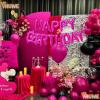 16 Inch Happy Birthday Balloon, Hot Pink Happy Birthday Balloons Banner Aluminum Foil Letters Balloons for Birthday Party Decorations Supplies view 2