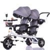 Double Lightweight Child 3 Wheel Bike, Children 4 in 1 Trike Twin Seat Trolley,Comfort Tricycle with Basket, Detachable Handlebar and Canopy for 12 Months to 6 Years (115x98cm(45.3x38.6in), Grey) view 1
