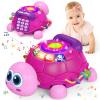 Ussybaby Musical Turtle Baby Toys 6 to 12 Month,Infant Light-up Musical Tummy Time Toy with Phone,Baby Crawling Toys for 7 8 9 12 Months Old,Easter Birthday Girl Gift for 3 4 5 Month+(Pink) view 1