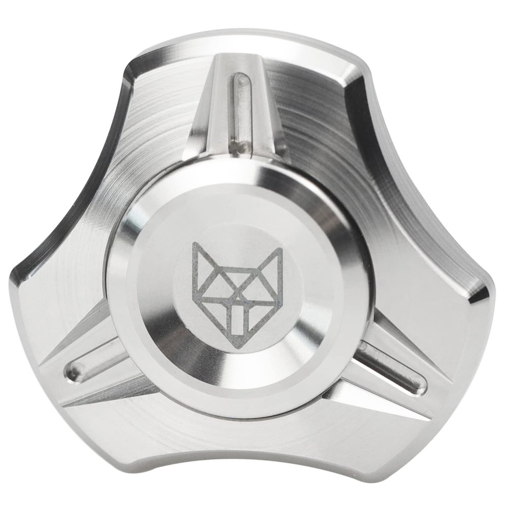 FREELOVE Metal Fidget Spinner for Adults, Stainless Steel Heavy Spinning Toys, Small Mini 4th Fox Hand Gyro, Bearing Premium Long High Spin Fidget Block, CNC Silver
