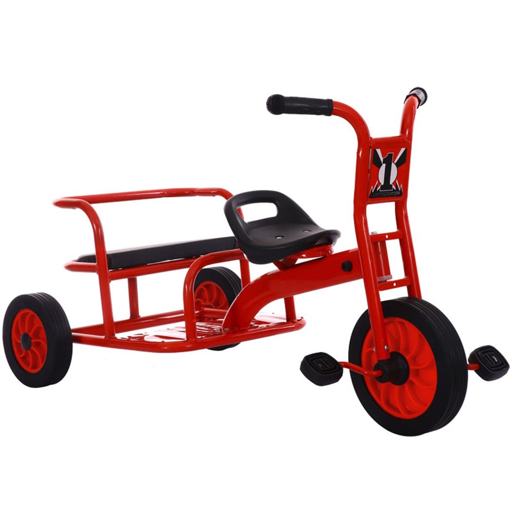 Preschool Kids Tricycle, Kids Kindergarten Pedal Tricycle Toddler Bike,Carbon Steel Trike Frame Outdoor Play Equipment Big Wheel Trike for 2-6 Years Old(110cm(43.3in), Red)