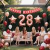 28th Birthday Party Decorations Rose Gold for Women, Birthday Banner Rose Red Number 28 Balloons Star Foil Balloons 28th Birthday Confetti Balloons for Women 28 Years Old Birthday Party(28th) view 3