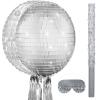 Aoriher Piata 12.6 x 12.6 x 3 Inch Disco Party Game Set Ball Piata Silver Foil 80s 90s Decoration with Stick Mask for Retro Theme Birthday Wedding Party Supplies(Silver,Disco Ball) view 1