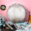 Aoriher Piata 12.6 x 12.6 x 3 Inch Disco Party Game Set Ball Piata Silver Foil 80s 90s Decoration with Stick Mask for Retro Theme Birthday Wedding Party Supplies(Silver,Disco Ball) view 4