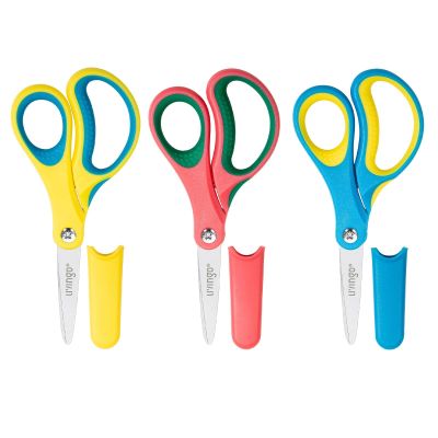 LIVINGO 5" Kids School Scissors: Small Safety Scissors Pointed Tip, Soft Handle Right Left Handedfor Craft, Classroom, Child, Toddler, Assorted Colors, 3 Pack