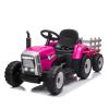SEHOMY Pink Kids Ride on Tractor with Trailer and Dual 25W Motors, 12V Battery Powered Electric Kids Vehicle Car with Remote Control, 3-Gear-Shift, Music, LED Lights,USB, Four Wheelers for Girls view 1