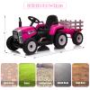 SEHOMY Pink Kids Ride on Tractor with Trailer and Dual 25W Motors, 12V Battery Powered Electric Kids Vehicle Car with Remote Control, 3-Gear-Shift, Music, LED Lights,USB, Four Wheelers for Girls view 2